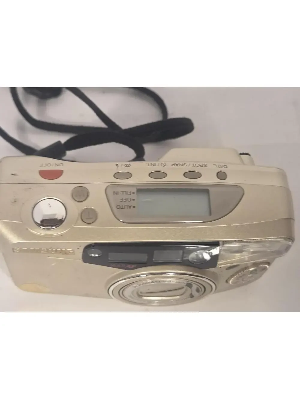 Vintage Samsung Evoca 140S Quartz Date 35mm Film Camera Gold Flash Point Shoot
